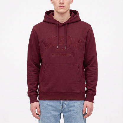 3ESSEN® LUSAN Hoodie BORDEAUX mit gestickter LUSAN-Stickerei – Vorderseite
