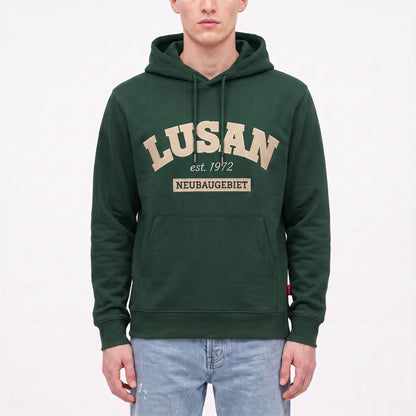 3ESSEN® LUSAN Hoodie FOREST mit gestickter LUSAN-Stickerei – Vorderseite