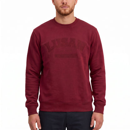 3ESSEN® LUSAN Sweatshirt BORDEAUX, Stickerei Ton in Ton – Vorderseite